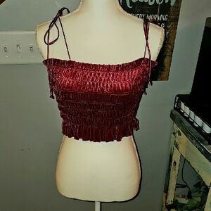 Cotton Candy LA, womens sz small Smocked Crop Top. NWTS. Ties on shoulders